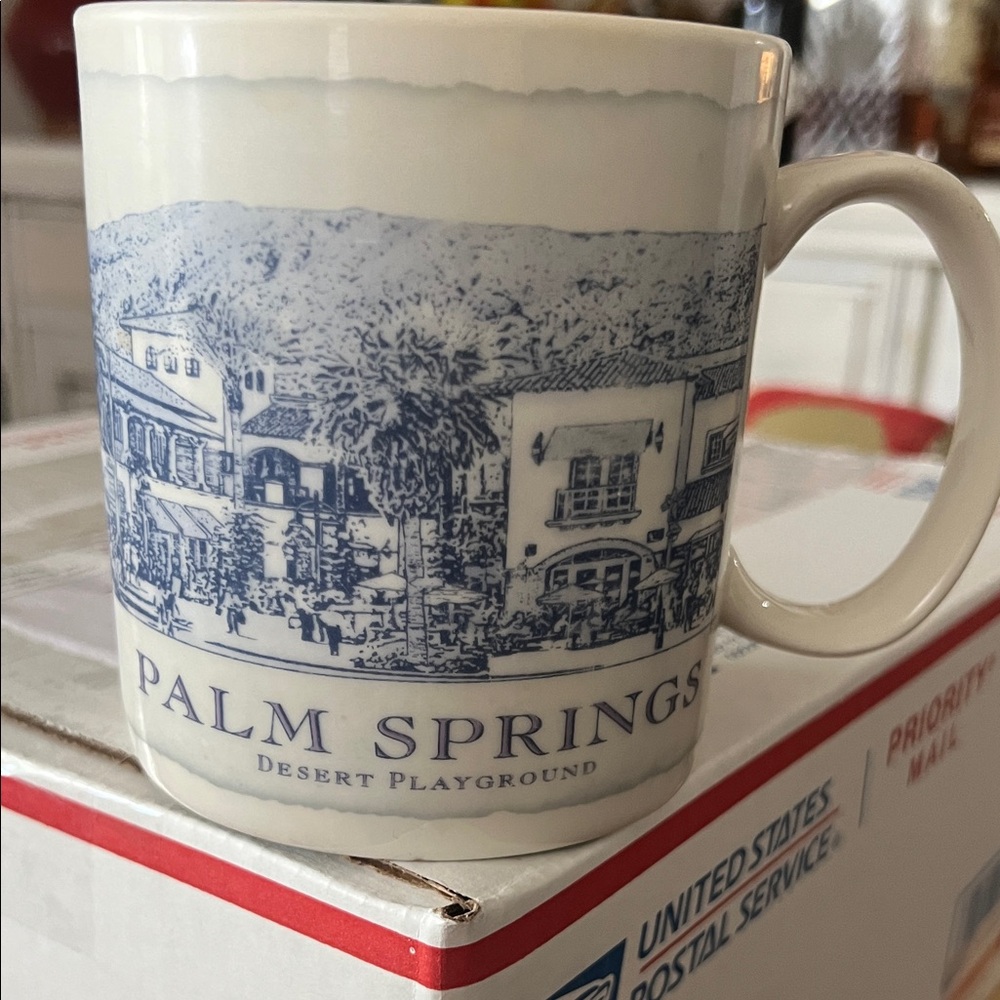 Palm Springs Blue and White Mug